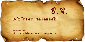 Böhler Manassé névjegykártya